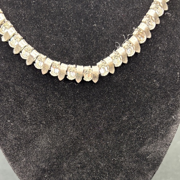 Trifari Silver Necklace with Clear Accents - Picture 3 of 7